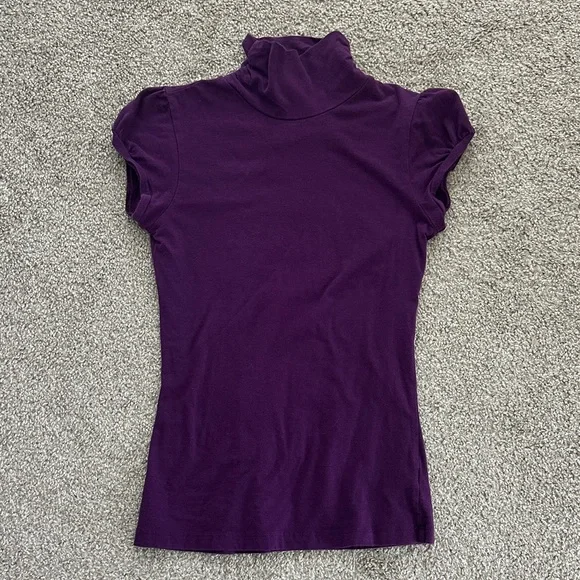 Forever 21 Dark Purple Short Sleeve Turtleneck Top - Picture 1 of 1